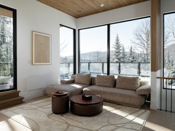 Contemporary living space with natural materials