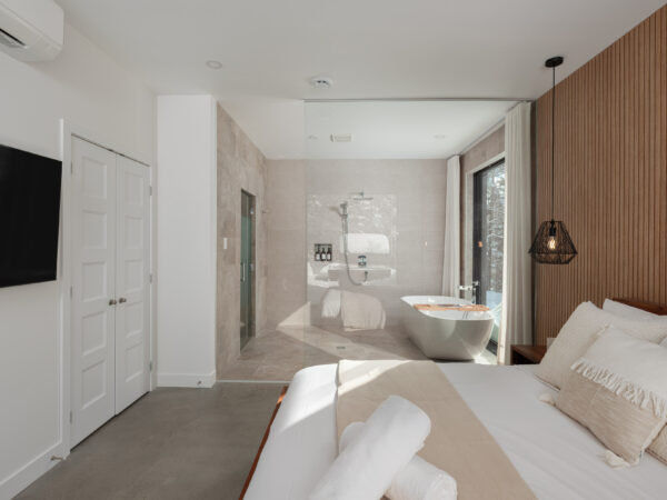 Bedroom with a view of the trees