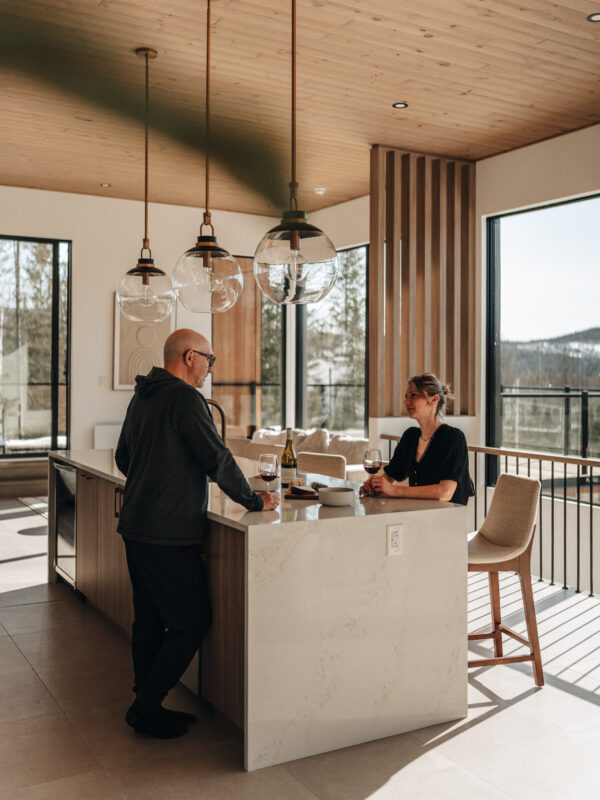 A shared meal at the chalet table