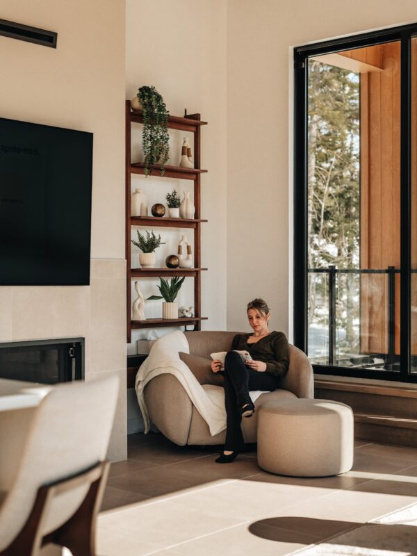 Reading in the living room corner